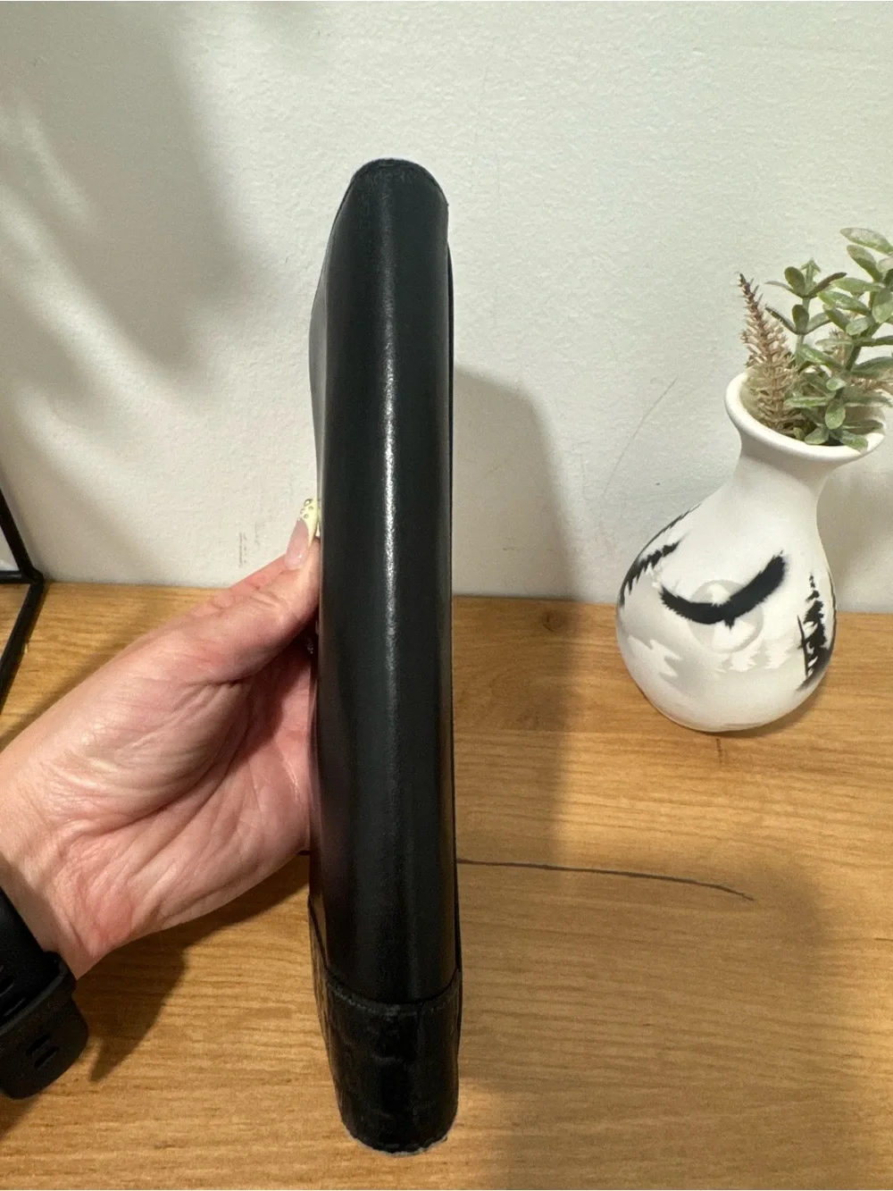 Authentic Gucci Black Patent Microissima GG Long Wallet